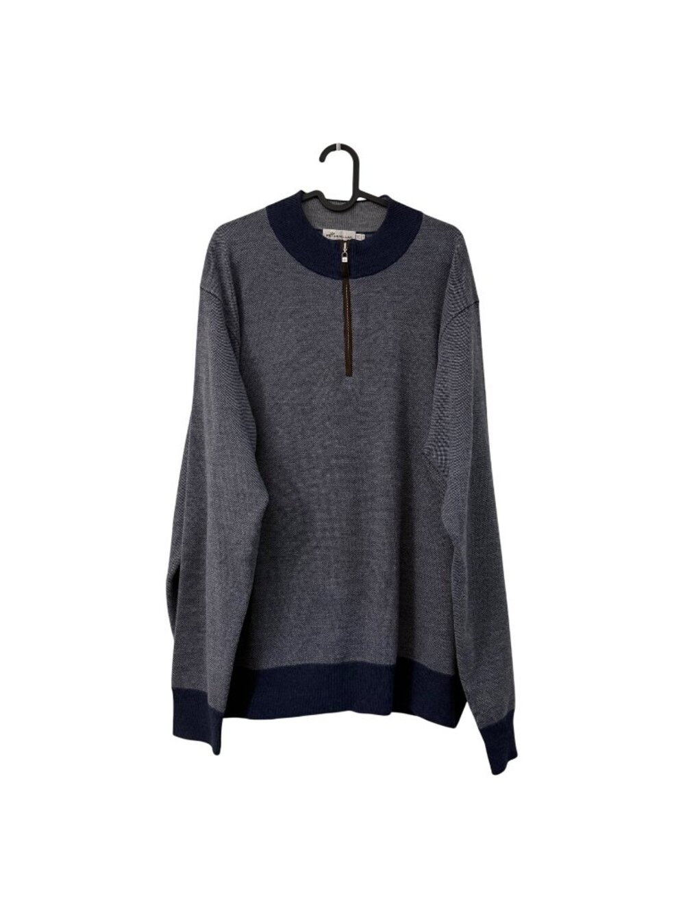 Peter Millar Navy Blue 100% Merino Wool 1/4 Zip Pullover Sweater Mens Size 2XL